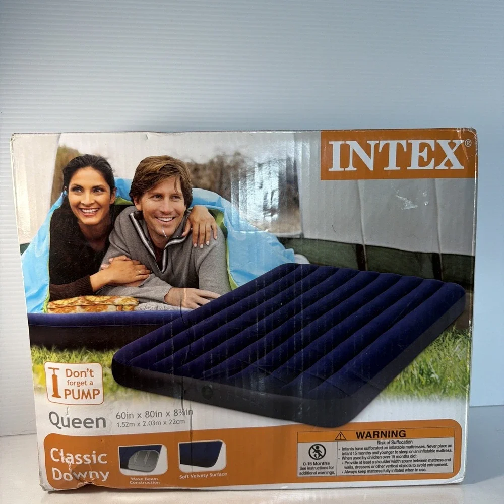 Intex Classic Downy Inflatable Airbed Mattress, Queen (60